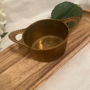 Small vintage Brass pot with braided trim handles